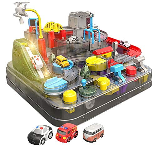 Car Adventure Toy Car Race Track Toys for Kids City Rescue Preschool Educational Rail Car Intelligence Educational Puzzle Car Playsets Engineering Toy Vehicles Preschool Best Gift for Age 3+